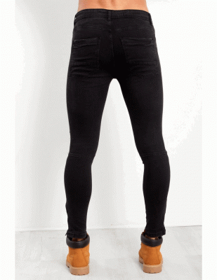 Black Biker Detail Skinny Jeans4